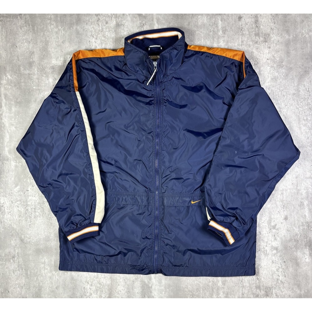Vintage 90s Nike Full Zip Blue Windbreaker Jacket Mens XL Heavyweight
